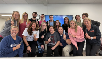 Clinicians holding HawkGrips tools at a Level I: IASTM Fundamentals course led by Occupational Therapist, Dr. Jim Wagner.