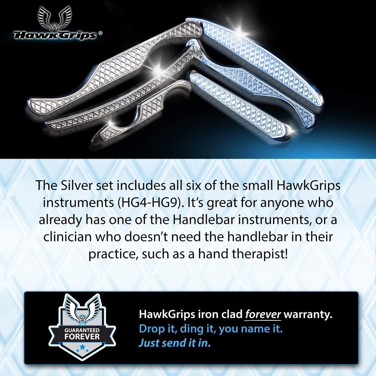 HawkGrips Instruments HawkGrips® Silver Set (HSS Discount)